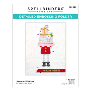 Spellbinders-Embossing Folder- Sweater Weather- Be Merry Collection - Design Creative Bling