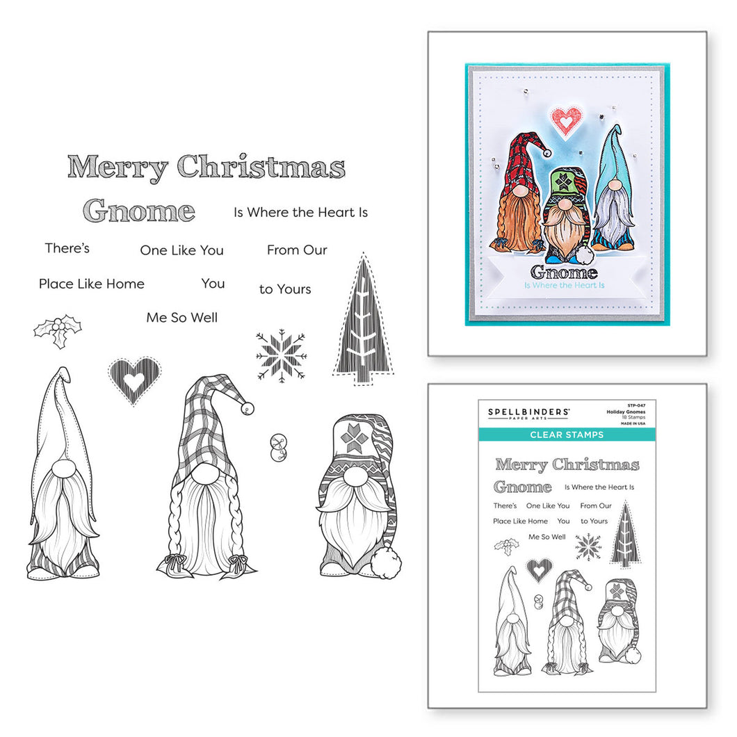 Spellbinders-Holiday Gnomes From The Be Merry Collection-Clear Stamp - Design Creative Bling