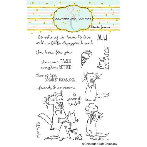 Colorado Craft Company - Anita Jeram Collection - Clear Photopolymer Stamps - Ice Cream Day - Design Creative Bling