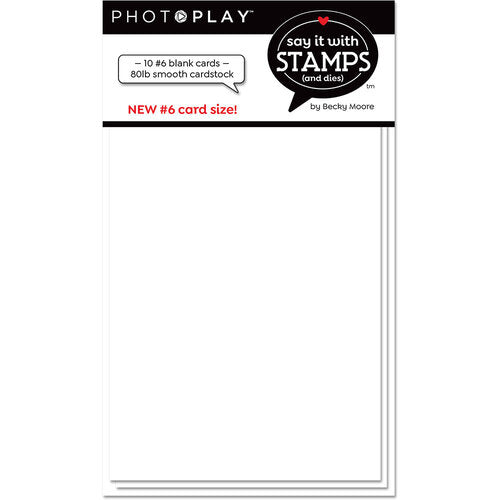 Photo Play Paper - Say it With Stamps Collection - Blank White Scored Card - Size Number 6 - Design Creative Bling