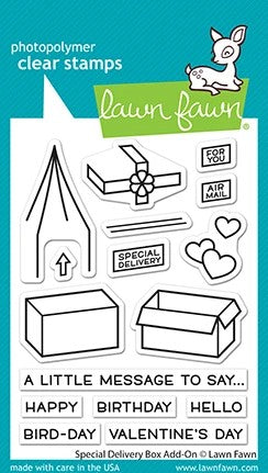 Lawn Fawn - Valentines - Clear Photopolymer Stamps - Special Delivery Box Add-on - Design Creative Bling