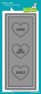 Lawn Fawn - Valentines - Lawn Cuts - Dies - Scalloped Slimline with Hearts; Portrait - Design Creative Bling