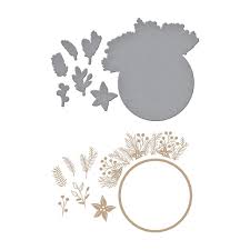 Spellbinders-Hot Foil Plate & Dies-Glimmer Plate-Yana's Christmas Foiled Basics-Christmas Foliage Circle Border - Design Creative Bling