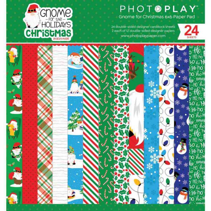 Photo Play Paper - Gnome for the holidays Christmas  Collection - 6 x 6 Paper Pad - Design Creative Bling