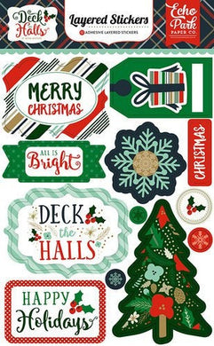 Echo Park Deck The Halls Collection Layered Stickers - Design Creative Bling