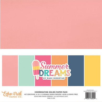 Echo Park - Summer Dreams Collection - 12 x 12 Paper Pack - Solids - Design Creative Bling