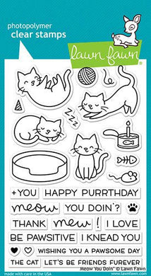 Lawn Fawn - Clear Acrylic Stamps - Meow You Doin' - Design Creative Bling