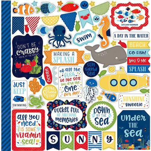 Echo Park - Under the Sea Collection - 12 x 12 Cardstock Stickers - Elements - Design Creative Bling