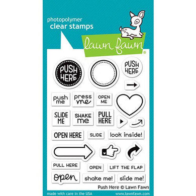 Lawn Fawn - Clear Acrylic Stamps - Push Here - Design Creative Bling