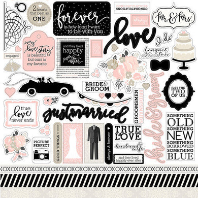 Echo Park - Wedding Bliss Collection - 12 x 12 Cardstock Stickers - Design Creative Bling