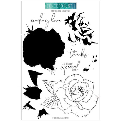 Concord & 9th PAINTED ROSE Clear Stamp Set - Design Creative Bling