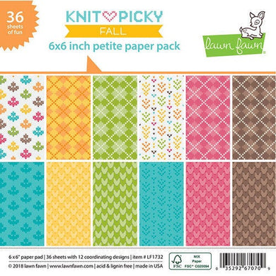 Lawn Fawn - Knit Picky Collection - Fall - 6 x 6 Petite Paper Pack - Design Creative Bling