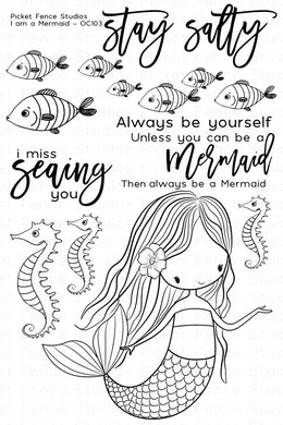 Picket Fence Studios- I AM A MERMAID- Clear Stamp Set - Design Creative Bling