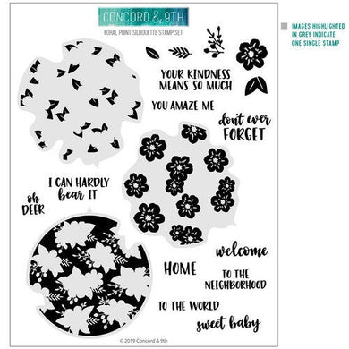 Concord and 9th - Clear Photopolymer Stamps - Floral Print Silhouette - Design Creative Bling