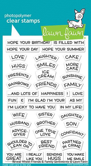 Lawn Fawn-Reveal Wheel Friends & Family Sentiments-Clear Stamp Sets - Design Creative Bling