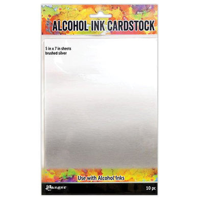 Ranger Ink - Tim Holtz - Alcohol Ink Cardstock - Brushed Silver - 10 Pack - Design Creative Bling