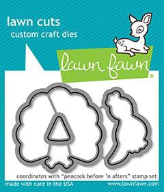 Lawn Fawn-peacock before 'n afters - lawn cuts - Design Creative Bling