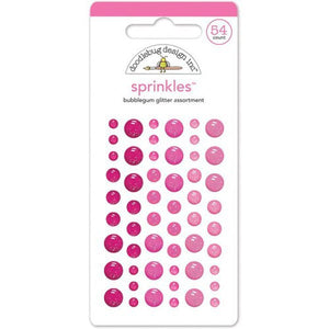 Doodlebug Design - Glitter Sprinkles - Self Adhesive Enamel Dots - Bubblegum
