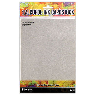 Ranger Ink - Tim Holtz - Alcohol Ink Cardstock - Silver Sparkle - 10 Pack - Design Creative Bling