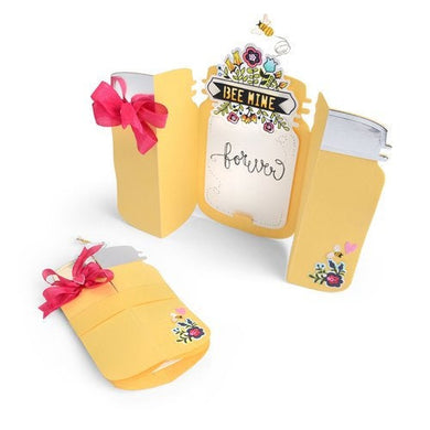 Sizzix - Hello Love Collection - Thinlits Die - Card, Jar Fold-a-Long - Design Creative Bling