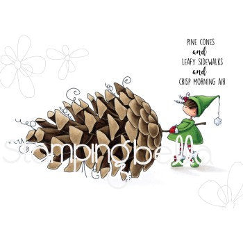 Stampingbella-Teeny Tiny Townie- With A Pine Cone- RUBBER STAMP