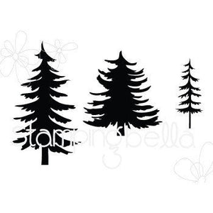 Stampingbella-Christmas Tree Silhouettes- RUBBER STAMPS