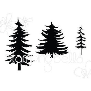christmas tree rubber stamps Stampingbella-Christmas Tree Silhouettes- RUBBER STAMPS