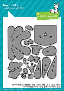 Lawn Fawn-Tiny Gift Box Peacock And Turkey Add-on-Lawn Cuts - Design Creative Bling