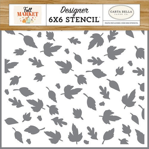 Carta Bella Paper - Fall Market Collection - 6 x 6 Stencil - Autumn Breeze Leaves - Design Creative Bling