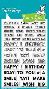Lawn Fawn - offset sayings: birthday - clear stamp set