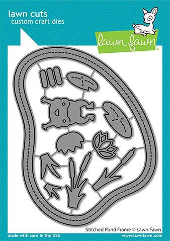 Lawn Fawn - stitched pond frame - lawn cuts - Design Creative Bling