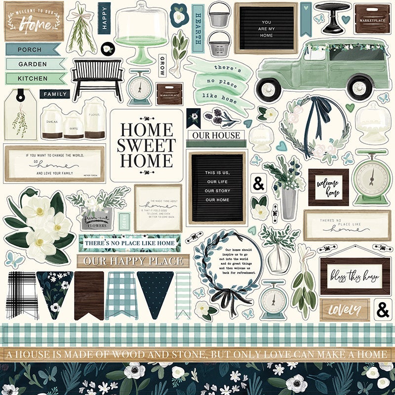 Carta Bella Paper - Home Again Collection - 12 x 12 Cardstock Stickers - Elements - Design Creative Bling