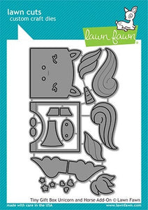 Lawn Fawn - Lawn Cuts - Dies - tiny gift box unicorn and horse add-on