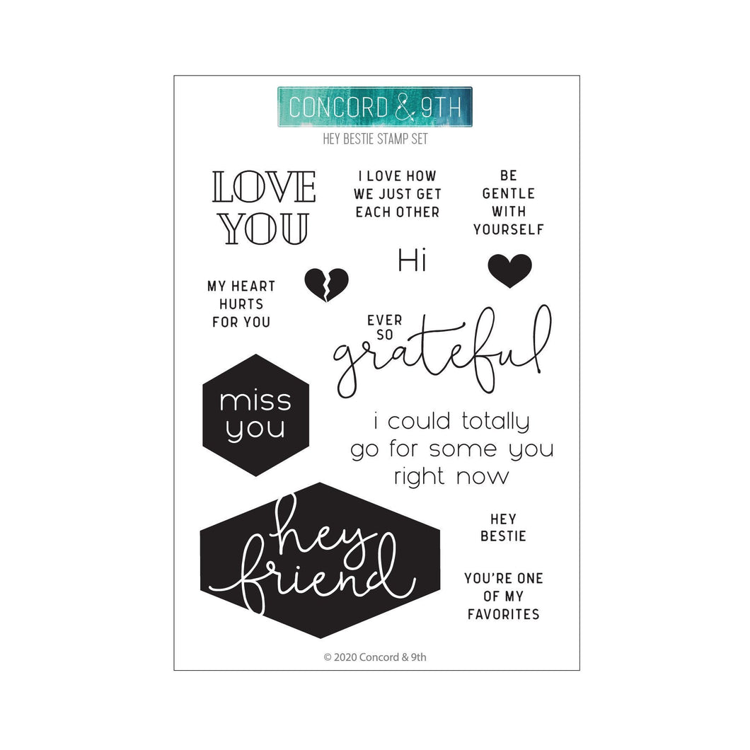 Concord & 9th- Clear Stamp Set-Hey Bestie - Design Creative Bling