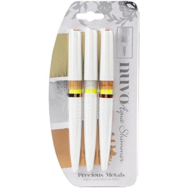 Nuvo - Aqua Shimmer Pen 3 Pack-Precious Metals - Design Creative Bling